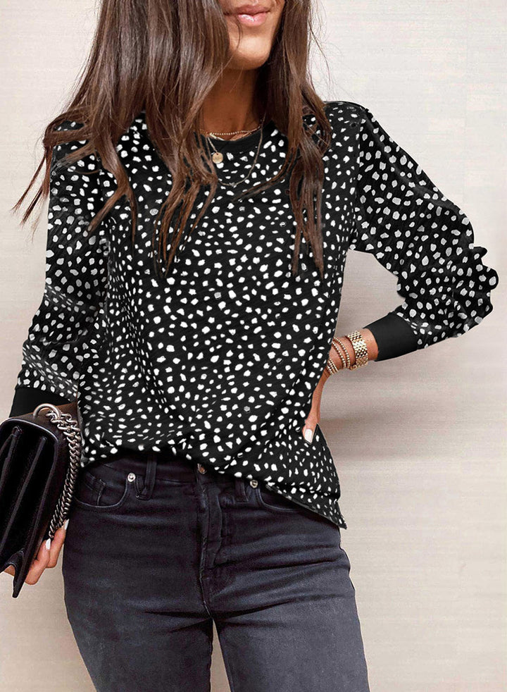 Printed Round Neck Loose Sweatshirt