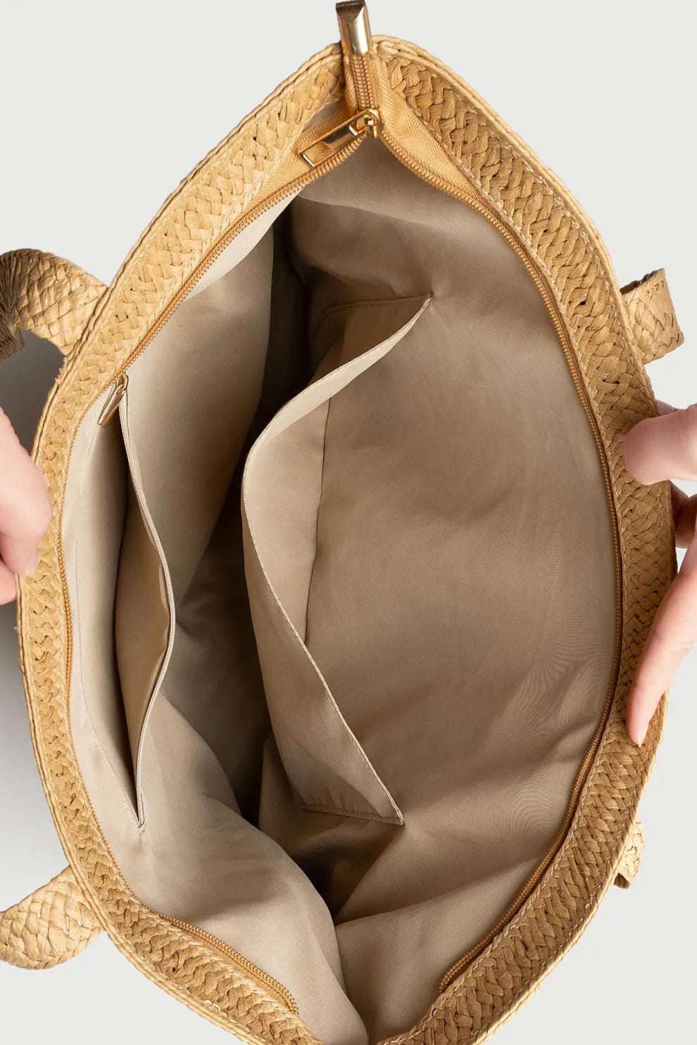 Handmade Solid Color Straw Bag With Hat