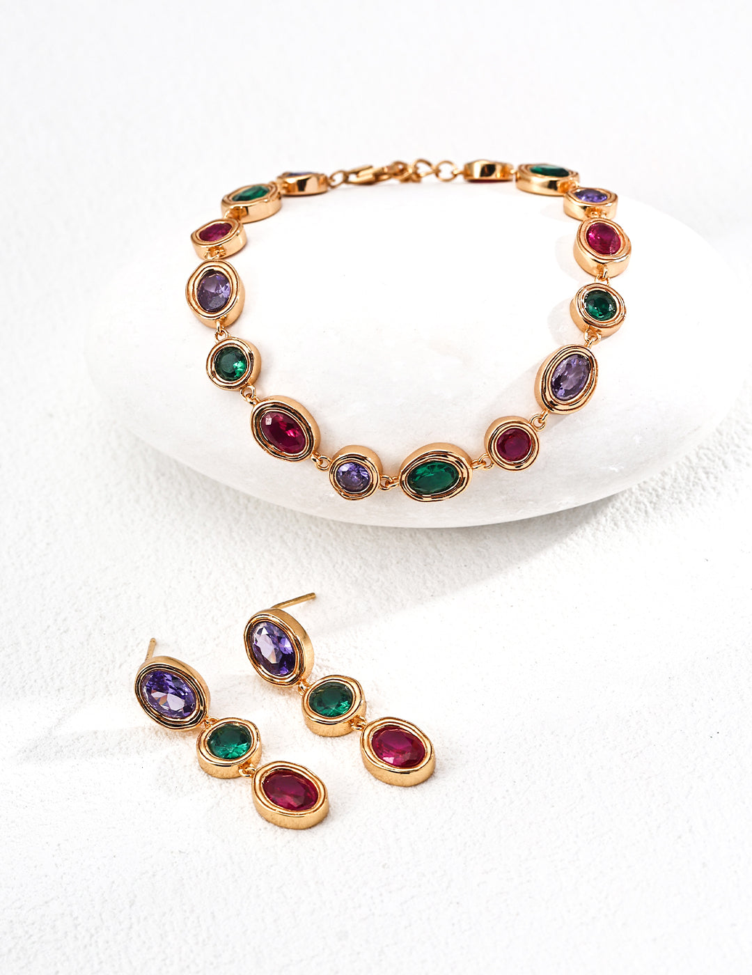 Colorful Zirconia Palace Collection Bracelet Earrings