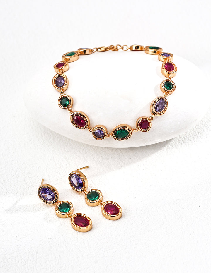 Colorful Zirconia Palace Collection Bracelet Earrings