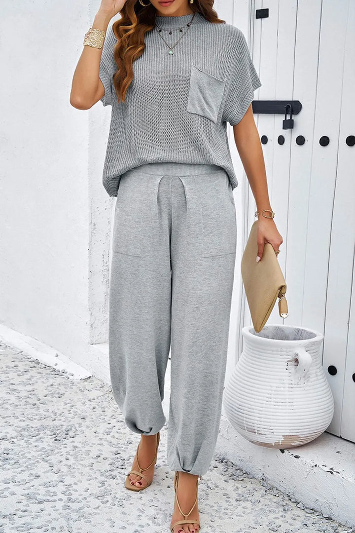 Bat Sleeve Knit Tops Harem Pants Set