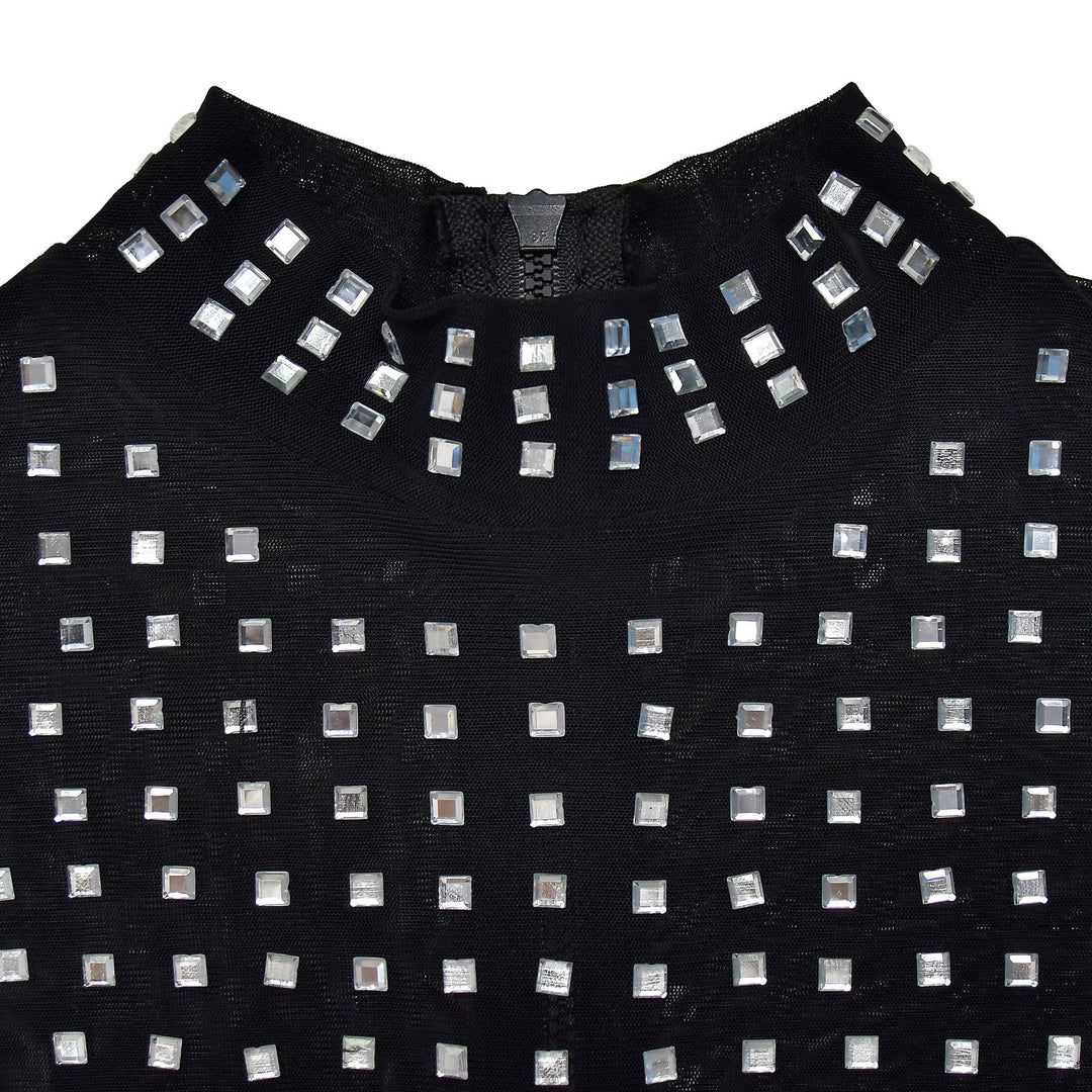 Fashion Rhinestone Mesh Slip Dress