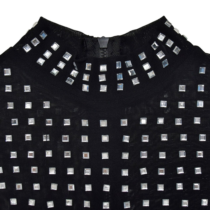 Fashion Rhinestone Mesh Slip Dress