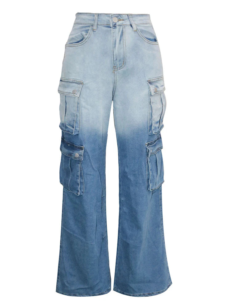 Gradient Wash Cargo Jeans