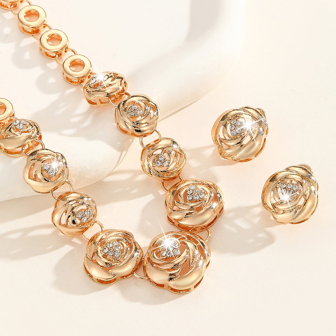 Crystal Rose Necklace and Earring Set