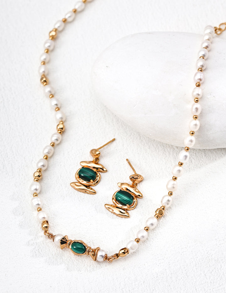 Vintage Natural Malachite Earrings