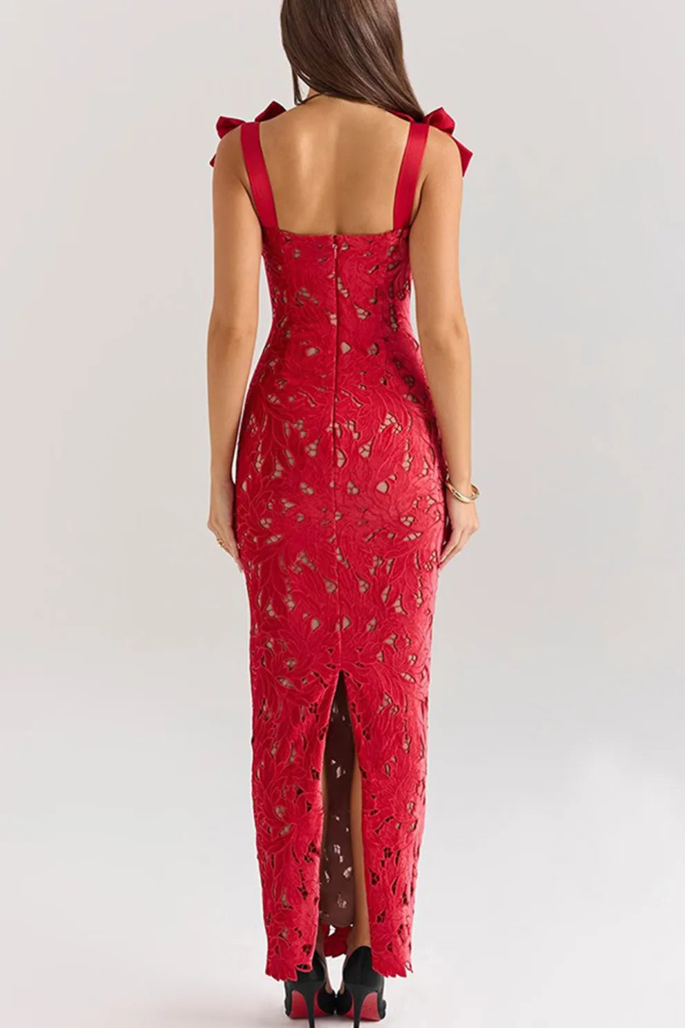 Bow Straps Hollow Out Maxi Dress