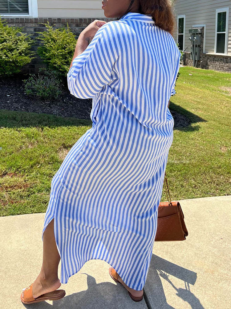 Striped Shirt Dress Red / S