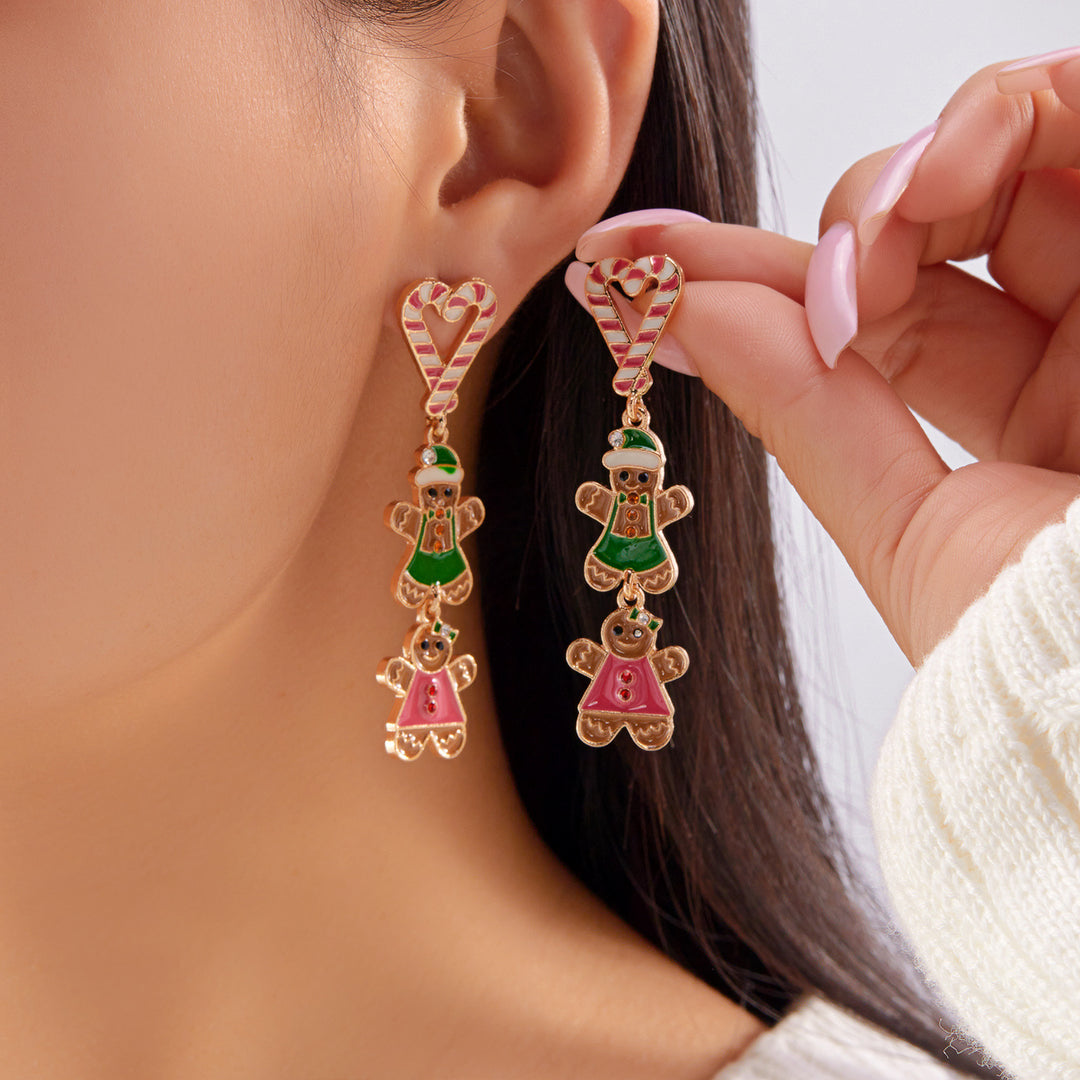 Christmas Tree Gingerbread Man Fashionable Cute Versatile Earrings