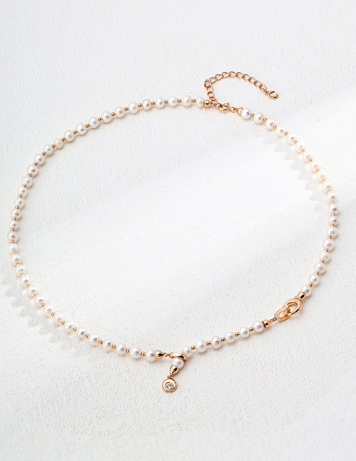 Natural Pearl Zirconia Vintage Necklace
