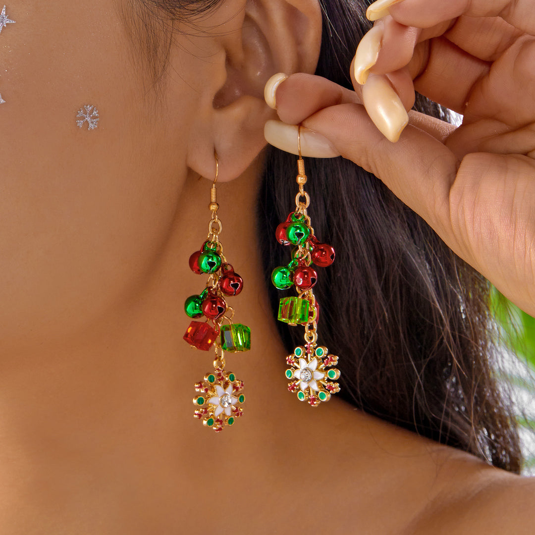 Christmas Tree Versatile Snowflake Bell Tassel Earrings