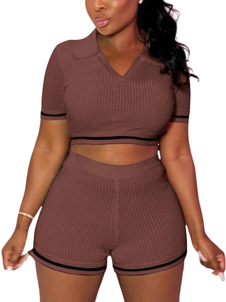 Knit Top Shorts Set Black / XL