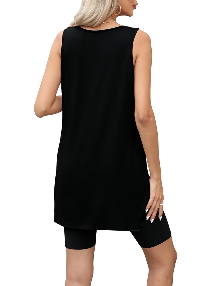 Split Top Shorts Lounge Set Brown* / M