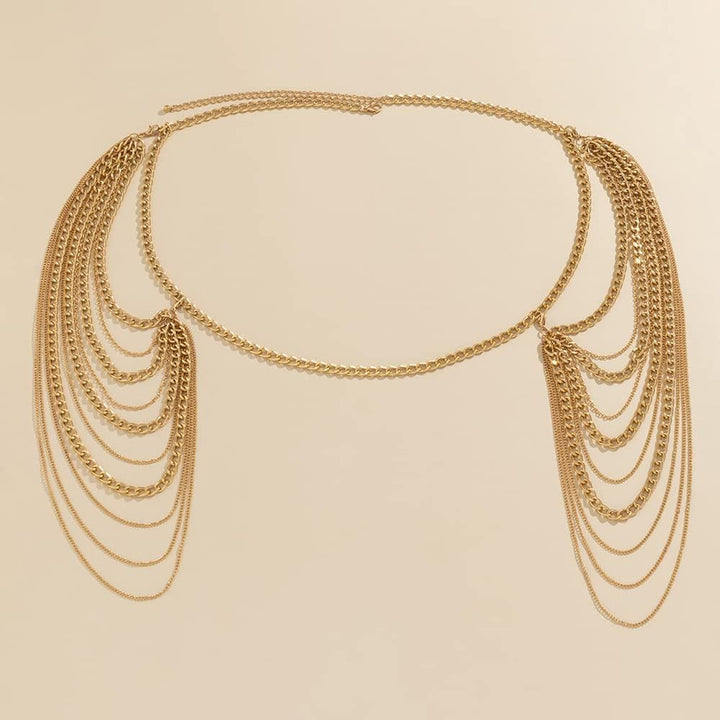 Aethers & Co A13  Bride Women Shiny Statement Tassel Body Chain Jewelry Shawl Silver Gold Dainty Body Jewelry Layered Shoulder Chain Wedding Party Nightclub Body Accessories Jewelry for Women Bride