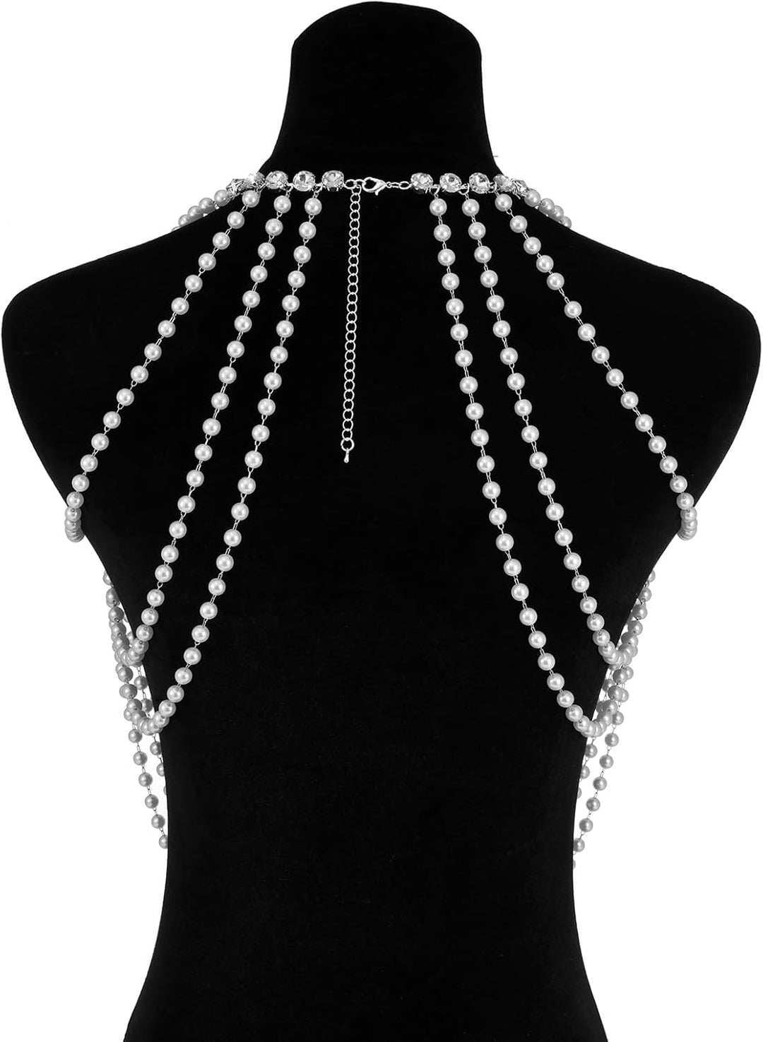 Aethers & Co A18  Rhinestone Chest Chain Bra Body Jewelry for Women Silver Bikini Bra Body Chains