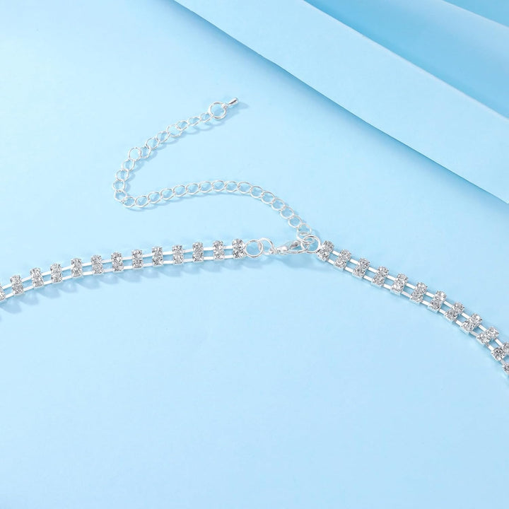 Aethers & Co A18  Rhinestone Chest Chain Bra Body Jewelry for Women Silver Bikini Bra Body Chains