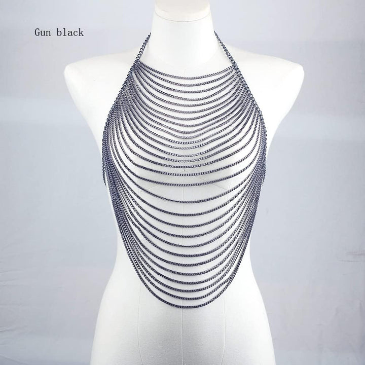 Aethers & Co A4 Full Body Chain Jewelry for Women Sexy Costume Multilay Silver Metal Chain Harness