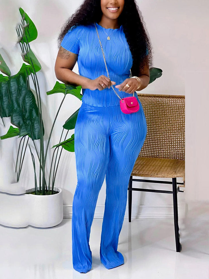 Solid Textured Sets Sky Blue / S