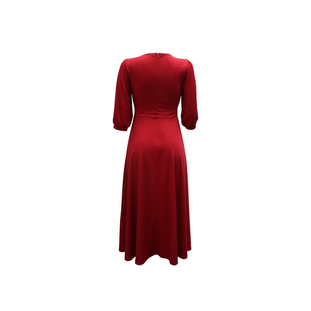 Elegant Round Neck Half Sleeve Dress