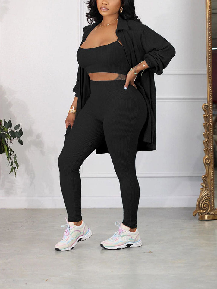 Ribbed Three-Piece Set Blue / 2XL