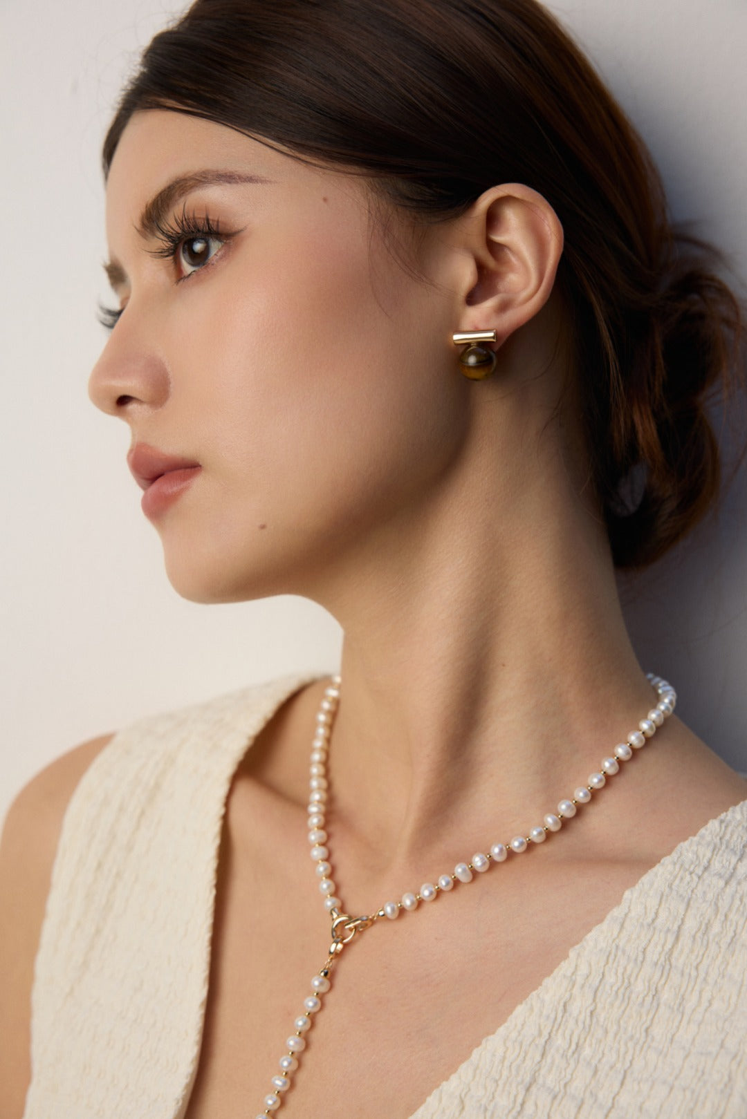Natural Pearl Zirconia Vintage Necklace