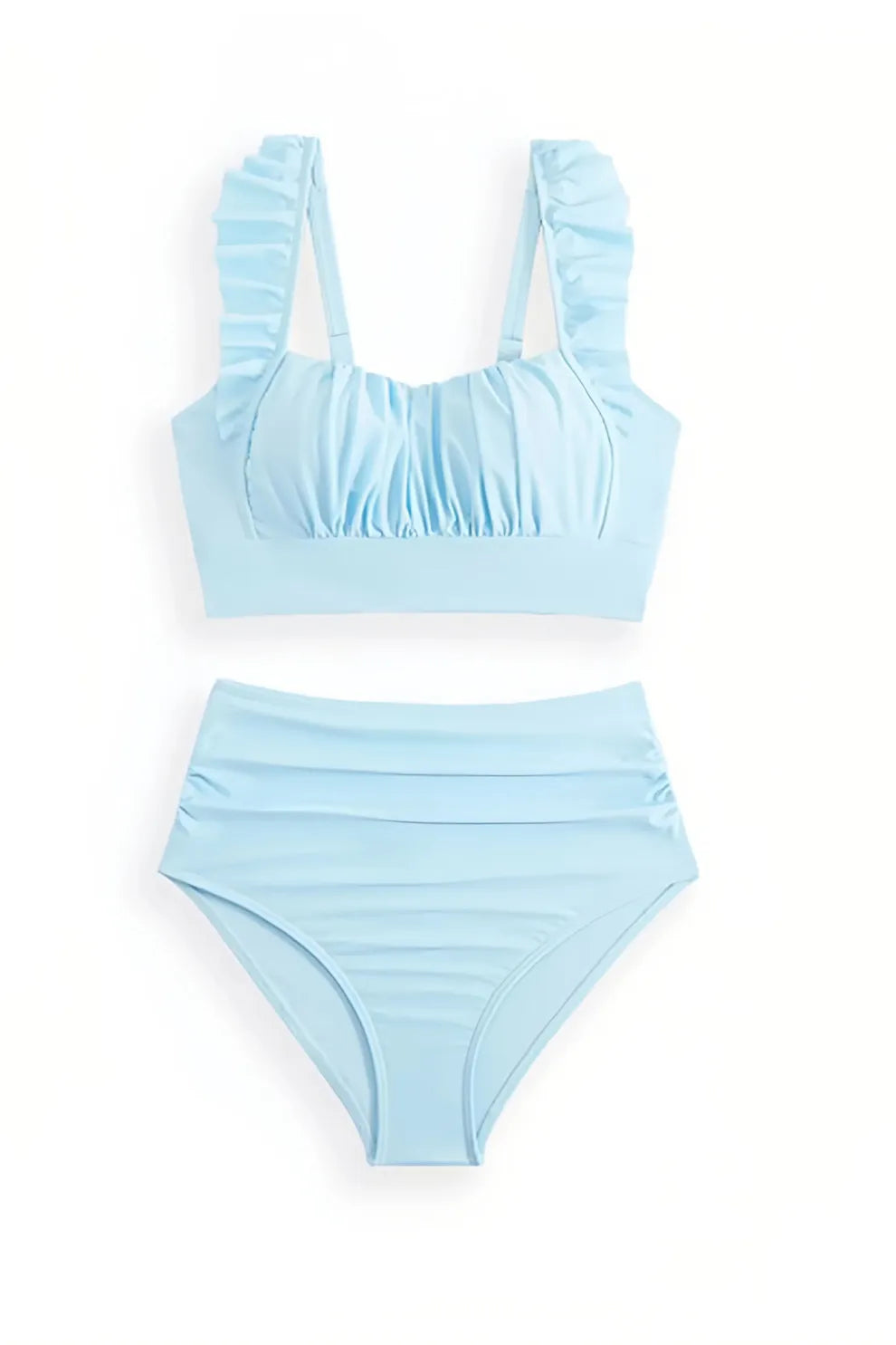 Ruffle Floral Print Swimsuit With Sarong