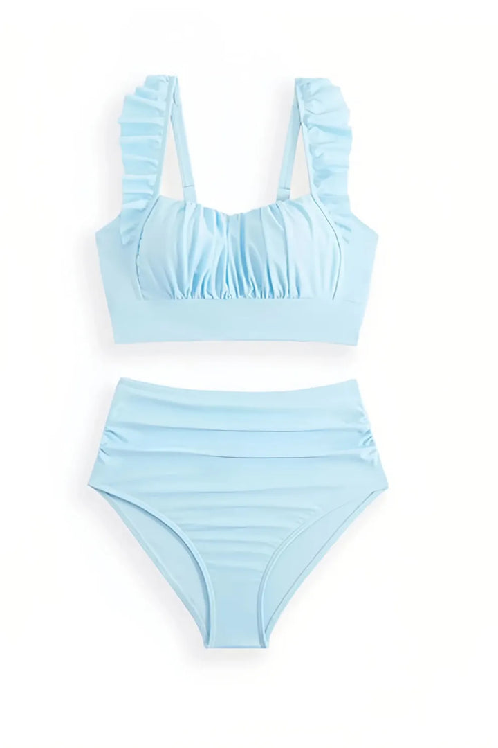 Ruffle Floral Print Swimsuit With Sarong