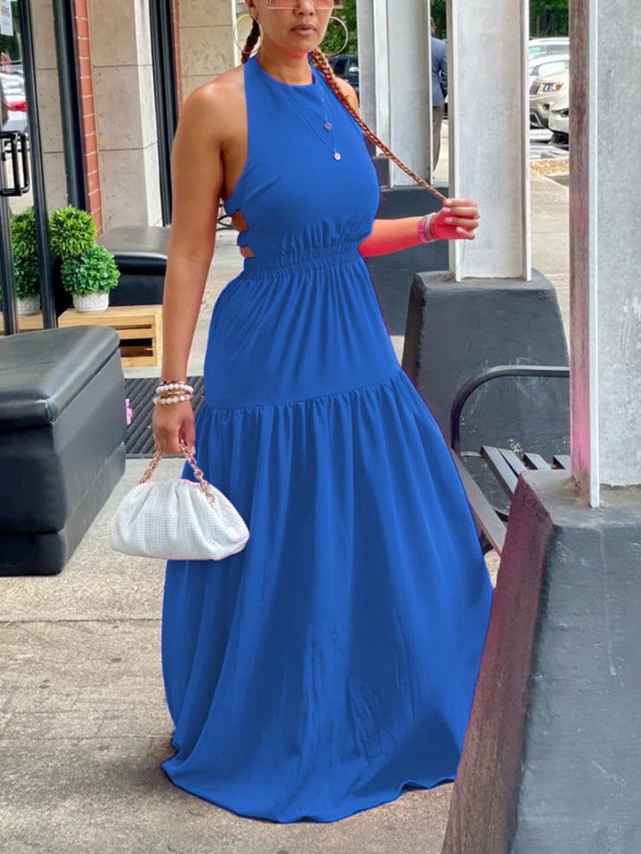 Halter Backless Maxi Dress Red / 2XL