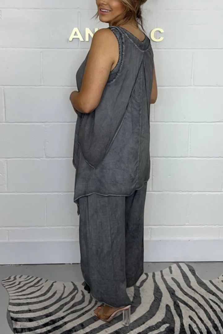 Solid Color Irregular Three piece Outfit