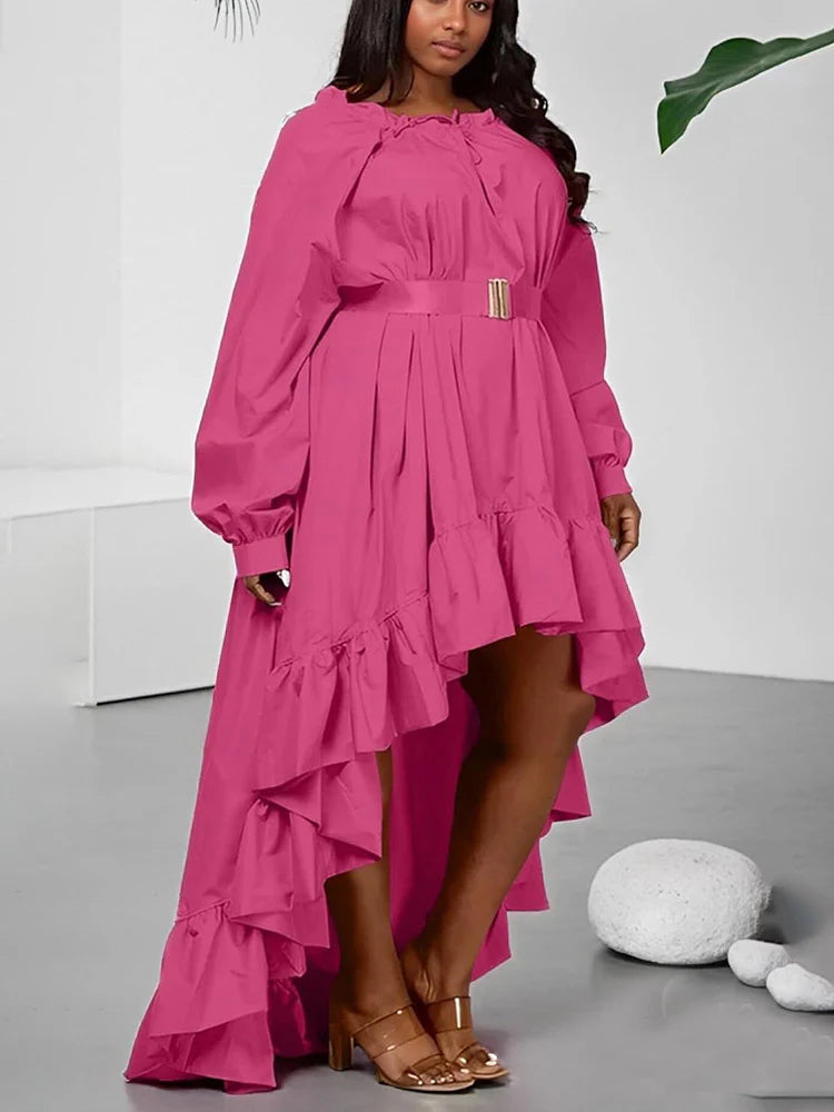 High-Low Ruffle Flowy Dress