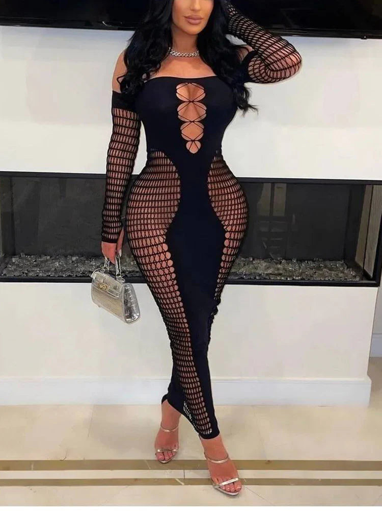 Fishnet Sheer Maxi Dress