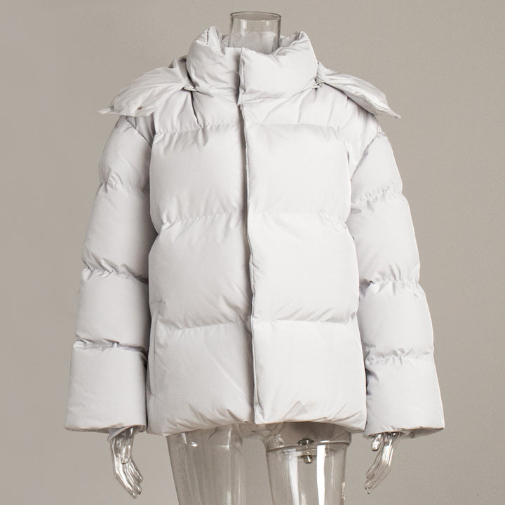 Loose Solid-Color Hooded Cotton Jacket
