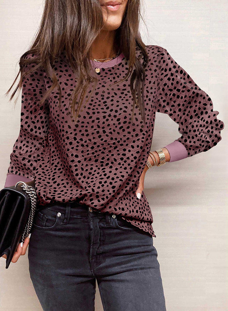 Printed Round Neck Loose Sweatshirt