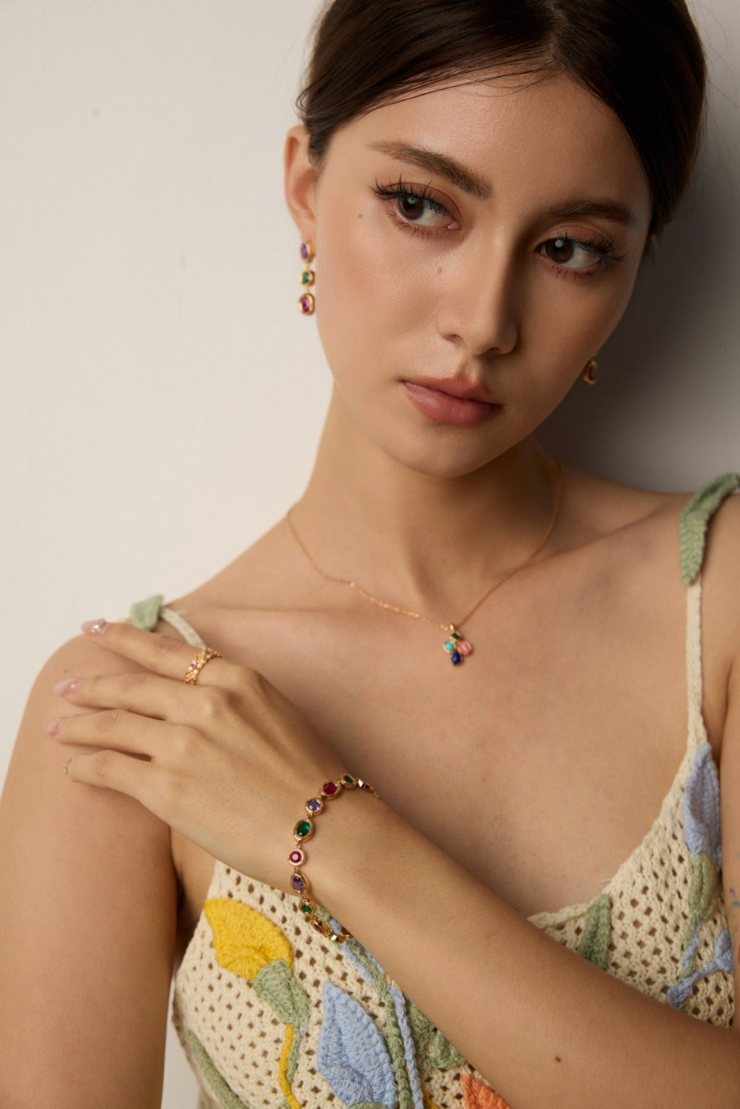 Colorful Zirconia Palace Collection Bracelet Earrings