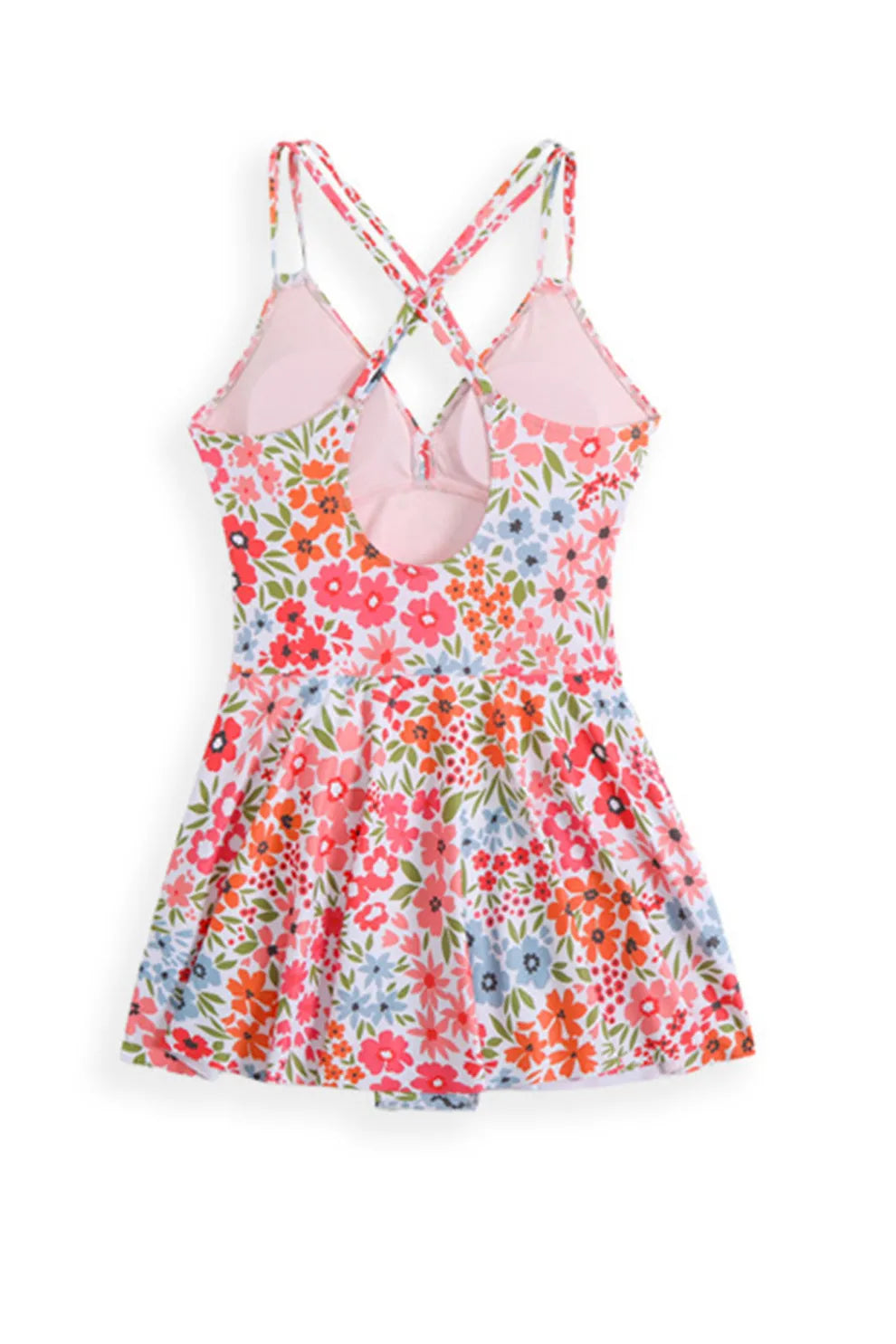 Twist Front Crossover Skirted One-Piece Swimsuit