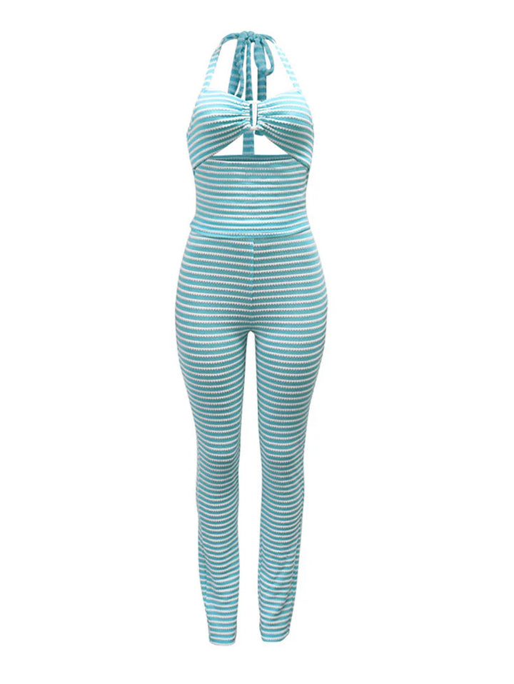 Fresh Striped Halter Top & Pants Set
