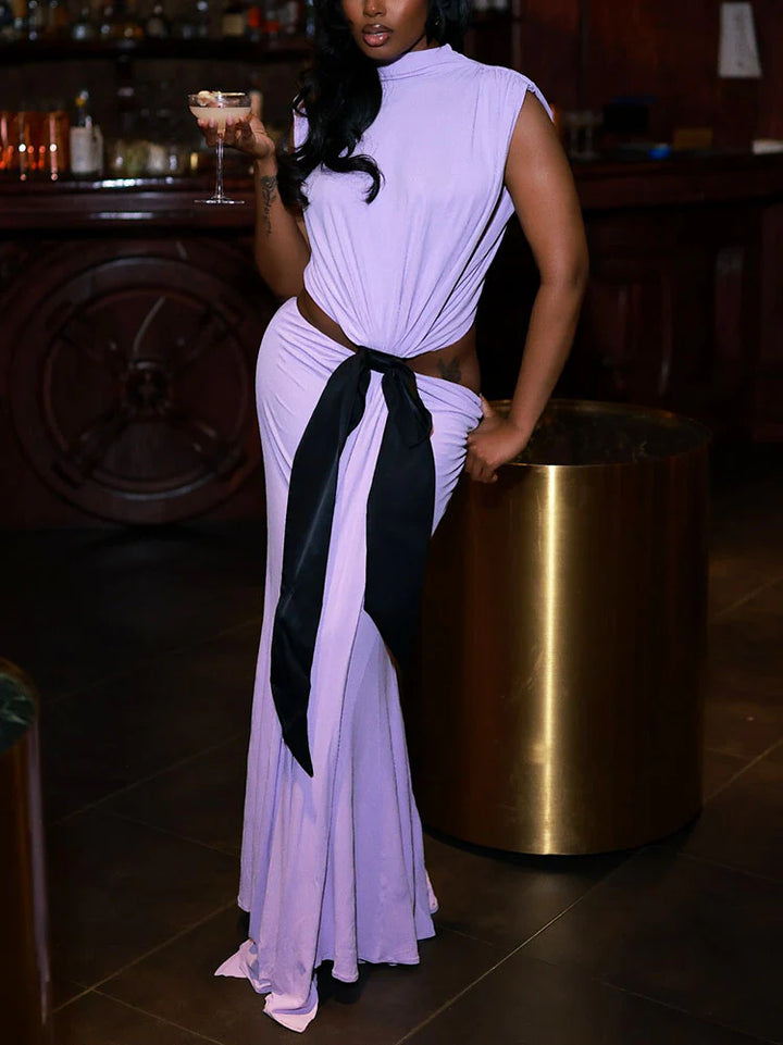 Bow Accent Cutouts Dress