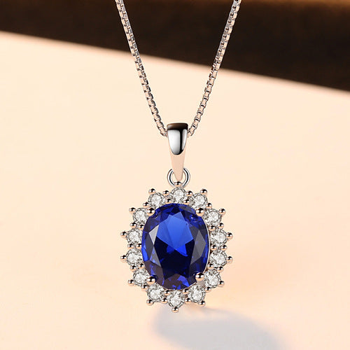 Light Luxury Sapphire Pendant Necklace