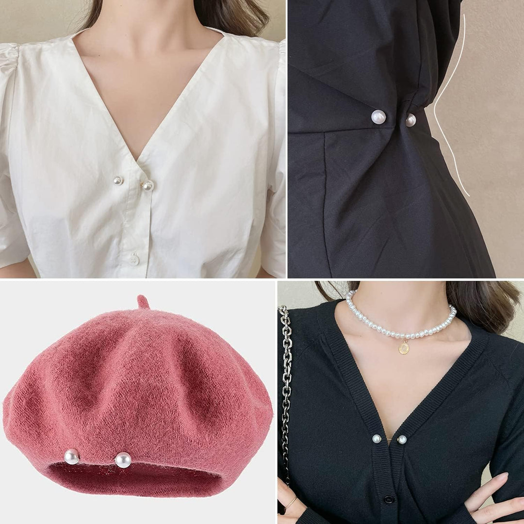 Aethers & Co A2 80 Pcs Brooch Pins, Sweater Shawl Hat Clip Neckline Pins Double Faux Pearl Brooches for Women Girls Fashion Cover Up Buttons Clothing Dress Decoration Accessories Pant Waist Tightener Safety Pins (70)