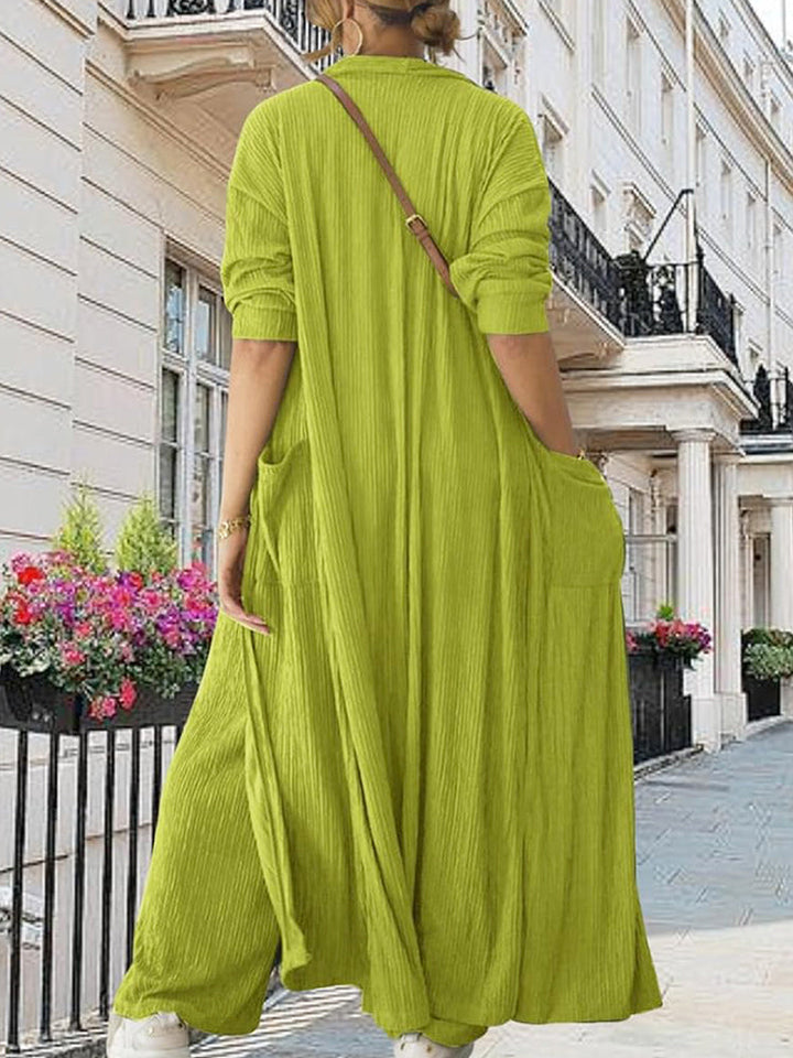 Cardigan Tank Top Pants Sweatsuit Green / L