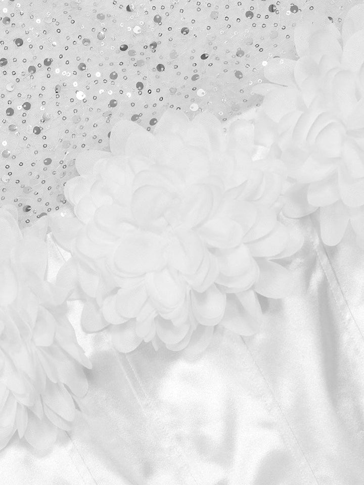 Strapless Sequin Mesh Dress White / 2XL