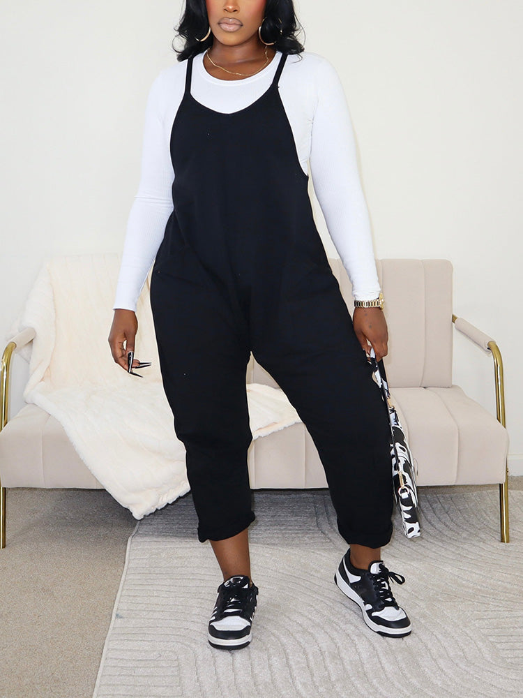 Casual Loose Comfy Overall Black / M