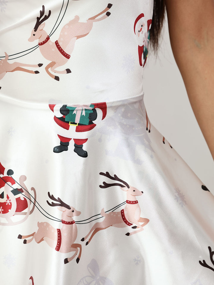 Christmas Drawstring Backless Dress