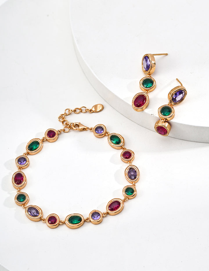 Colorful Zirconia Palace Collection Bracelet Earrings