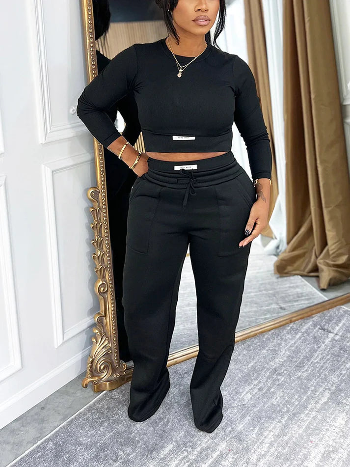 Cropped Top & Wide Joggers Set