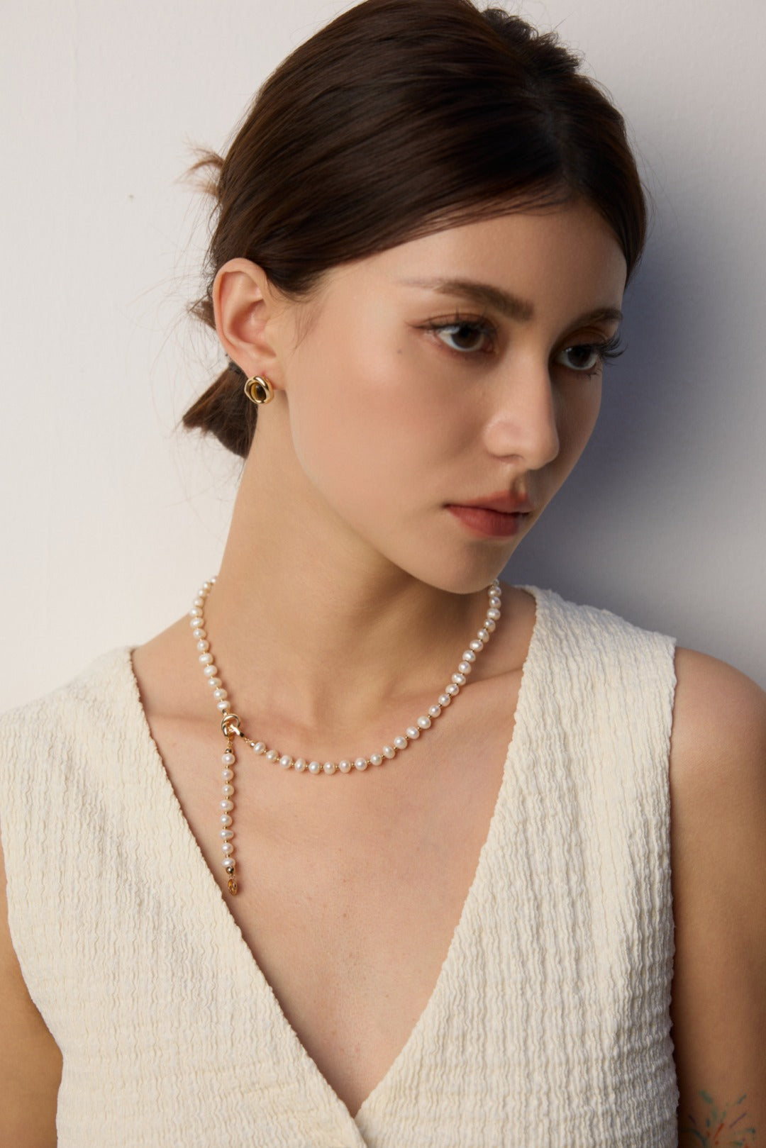 Natural Pearl Zirconia Vintage Necklace