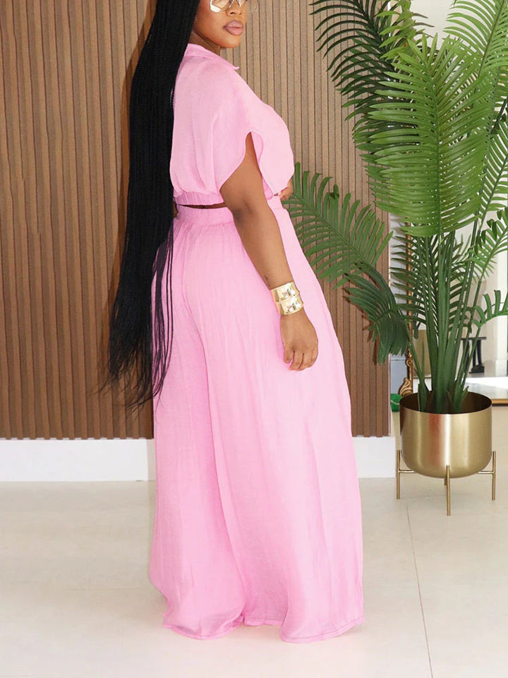 Breeze Cropped Top & Wide Pants Set