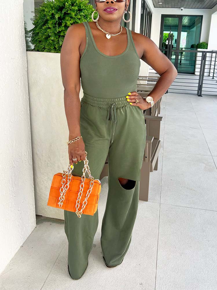 Casual Tracksuit Set Army Green / M