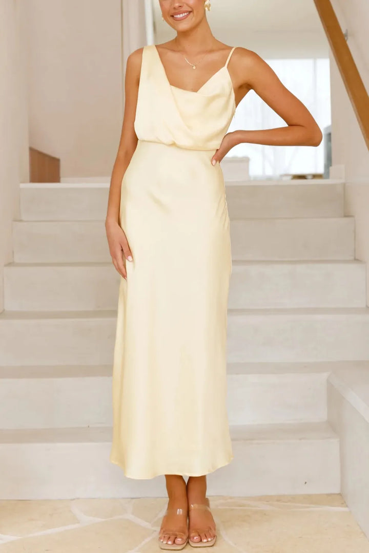 Satin Cowl-Neck Cami Dress