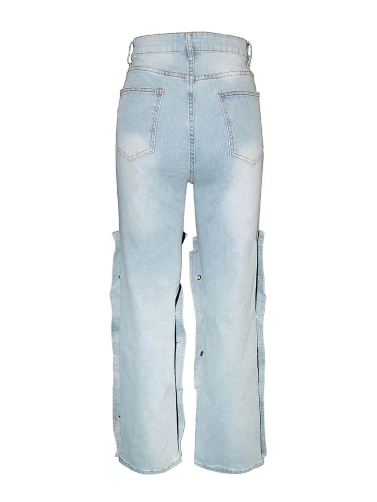 Snap Button Cargo Jeans